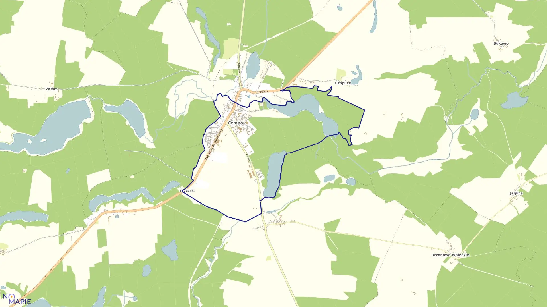 Mapa obrębu Człopa 105 w gminie Człopa