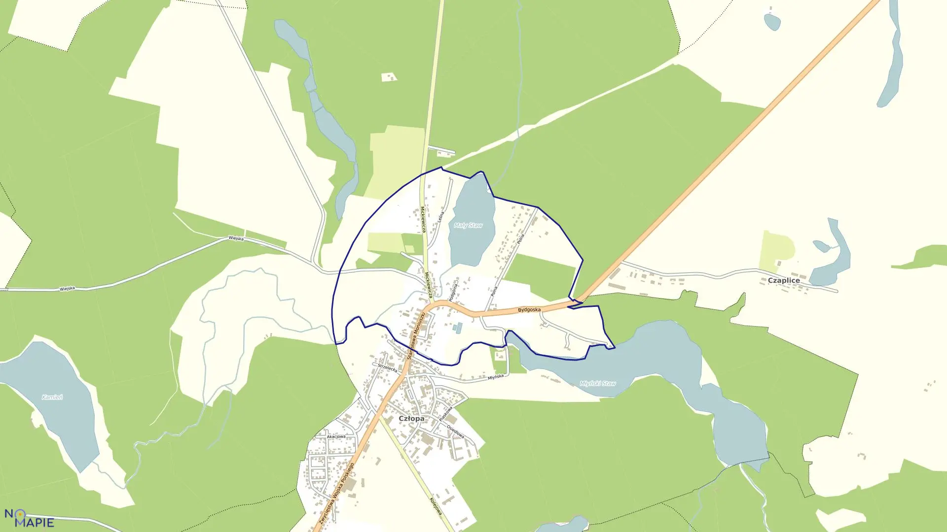 Mapa obrębu Człopa 106 w gminie Człopa
