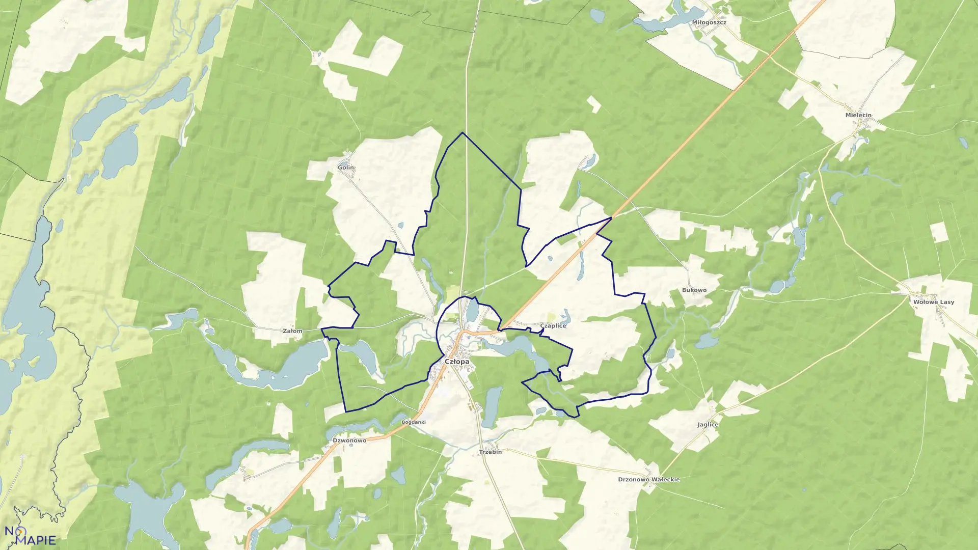 Mapa obrębu Człopa Podgórze w gminie Człopa