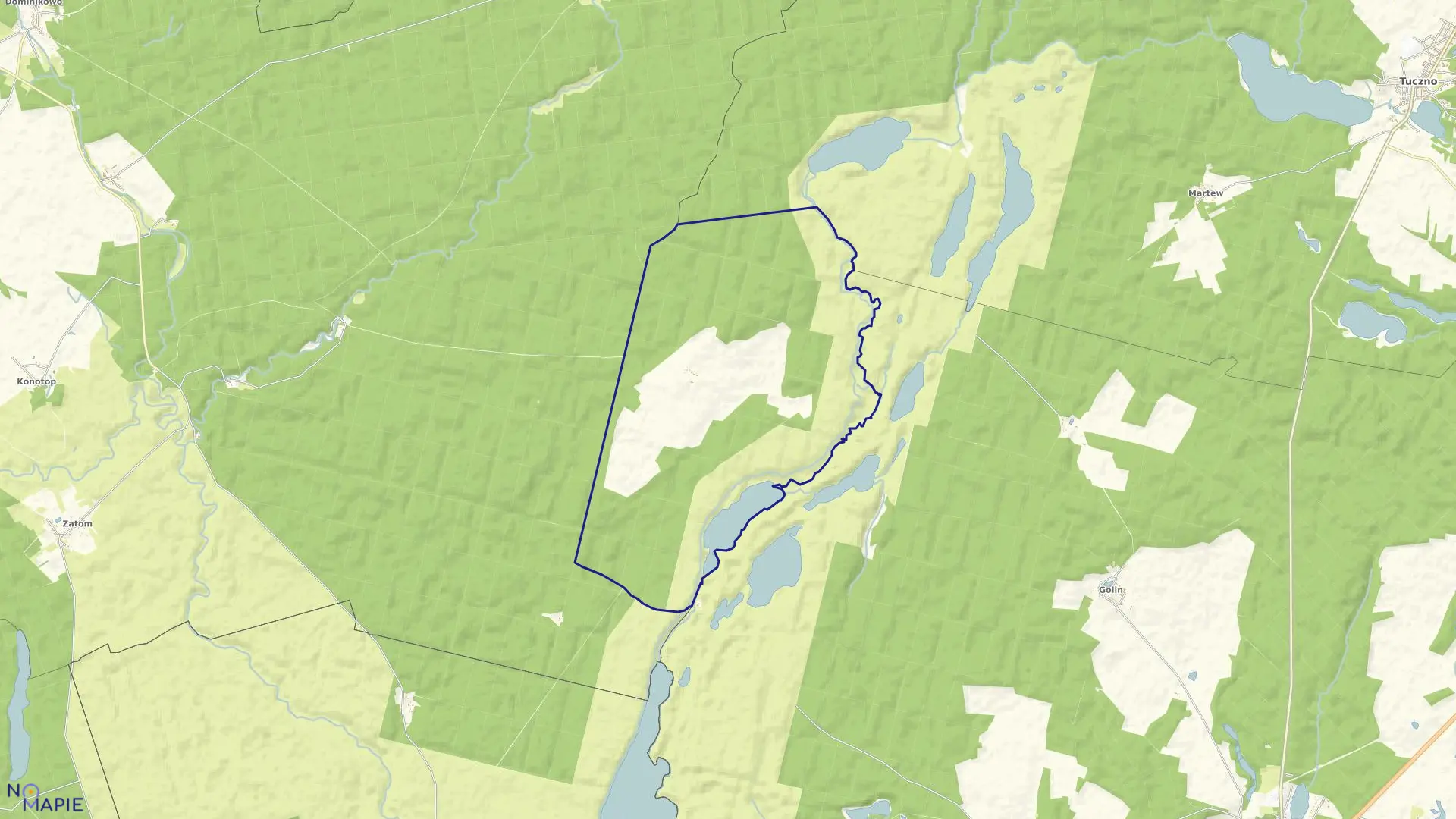 Mapa obrębu Jelenie w gminie Człopa