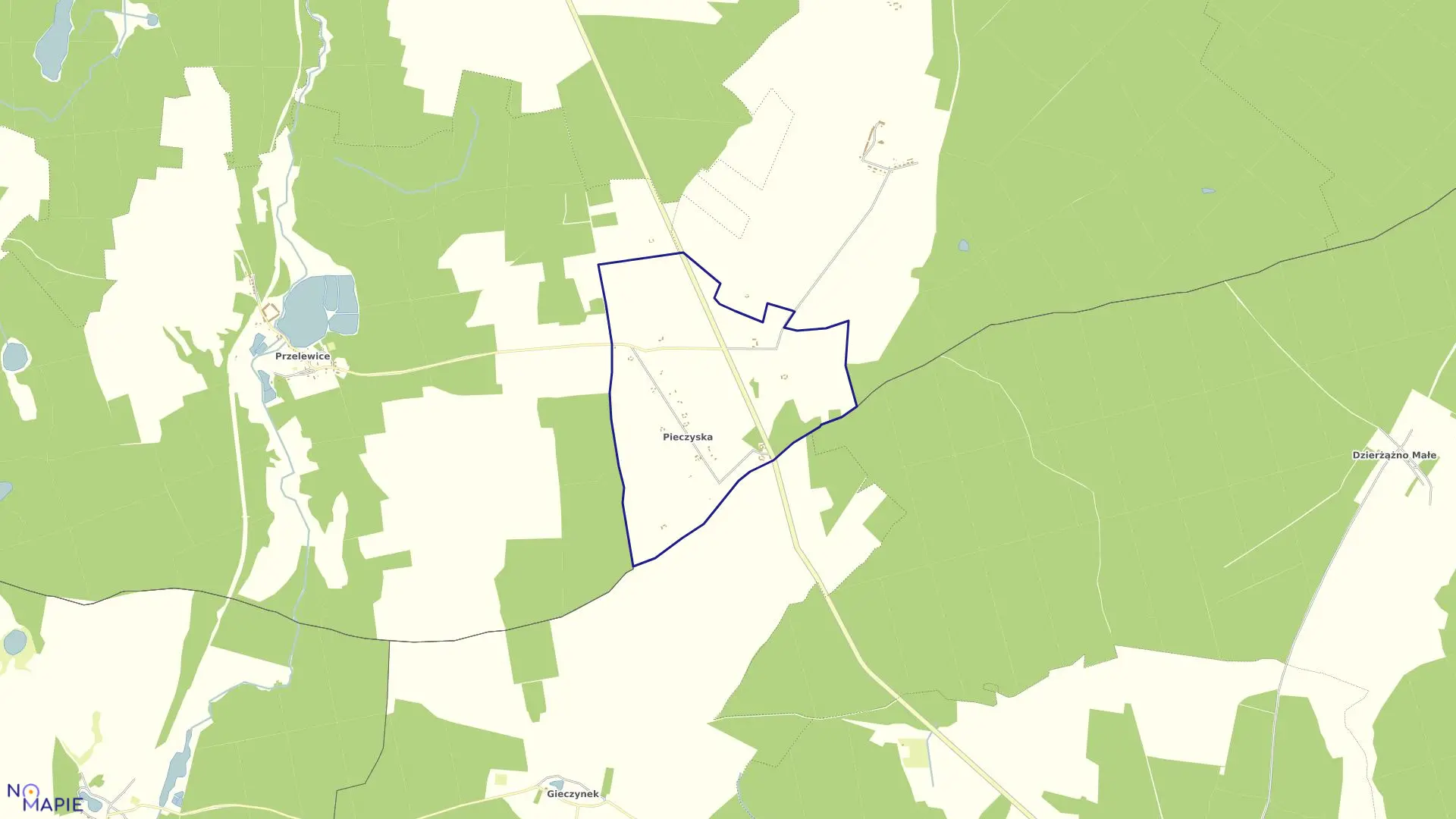 Mapa obrębu Pieczyska w gminie Człopa