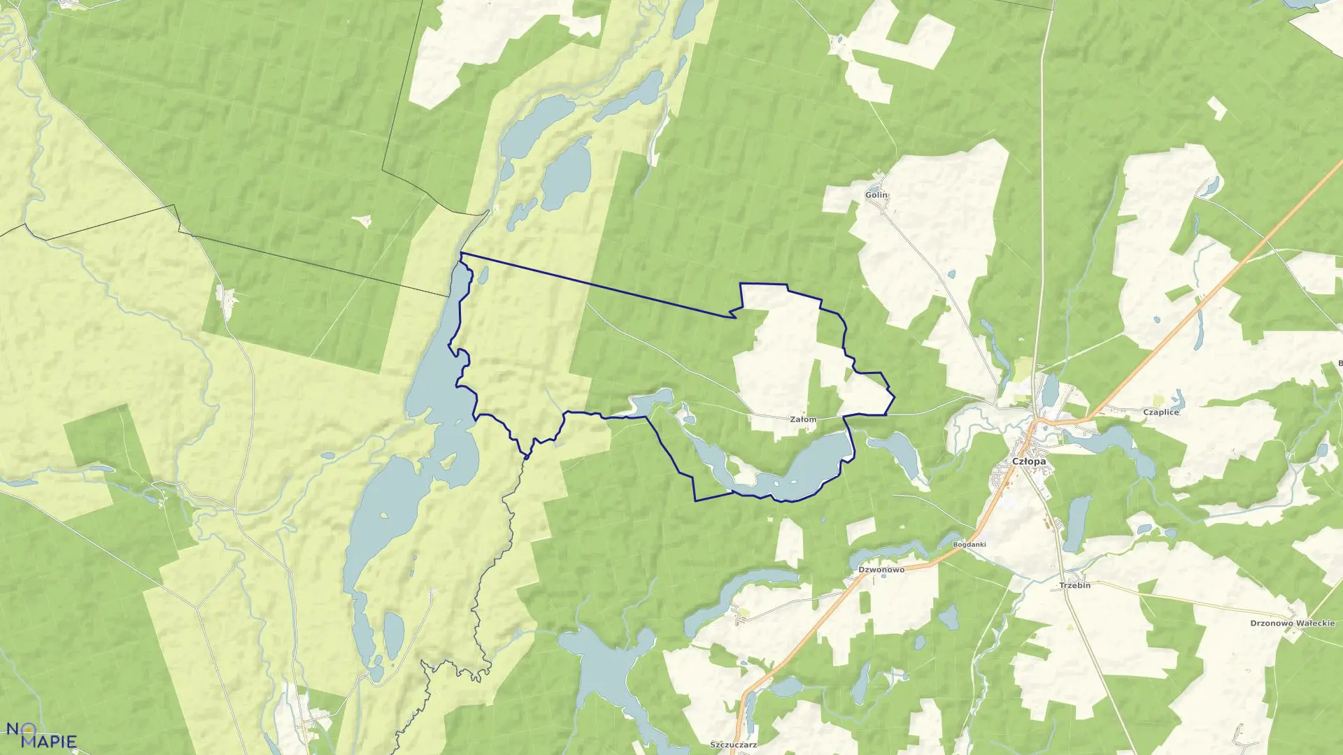 Mapa obrębu Załom w gminie Człopa